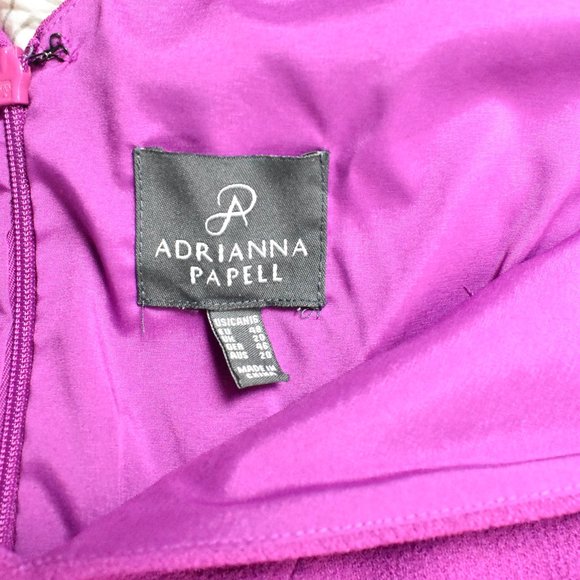 ADRIANNA PAPELL Dress 16 Wine Lined Sleeveless Back Zipper V Cut Neck Line - Picture 5 of 5